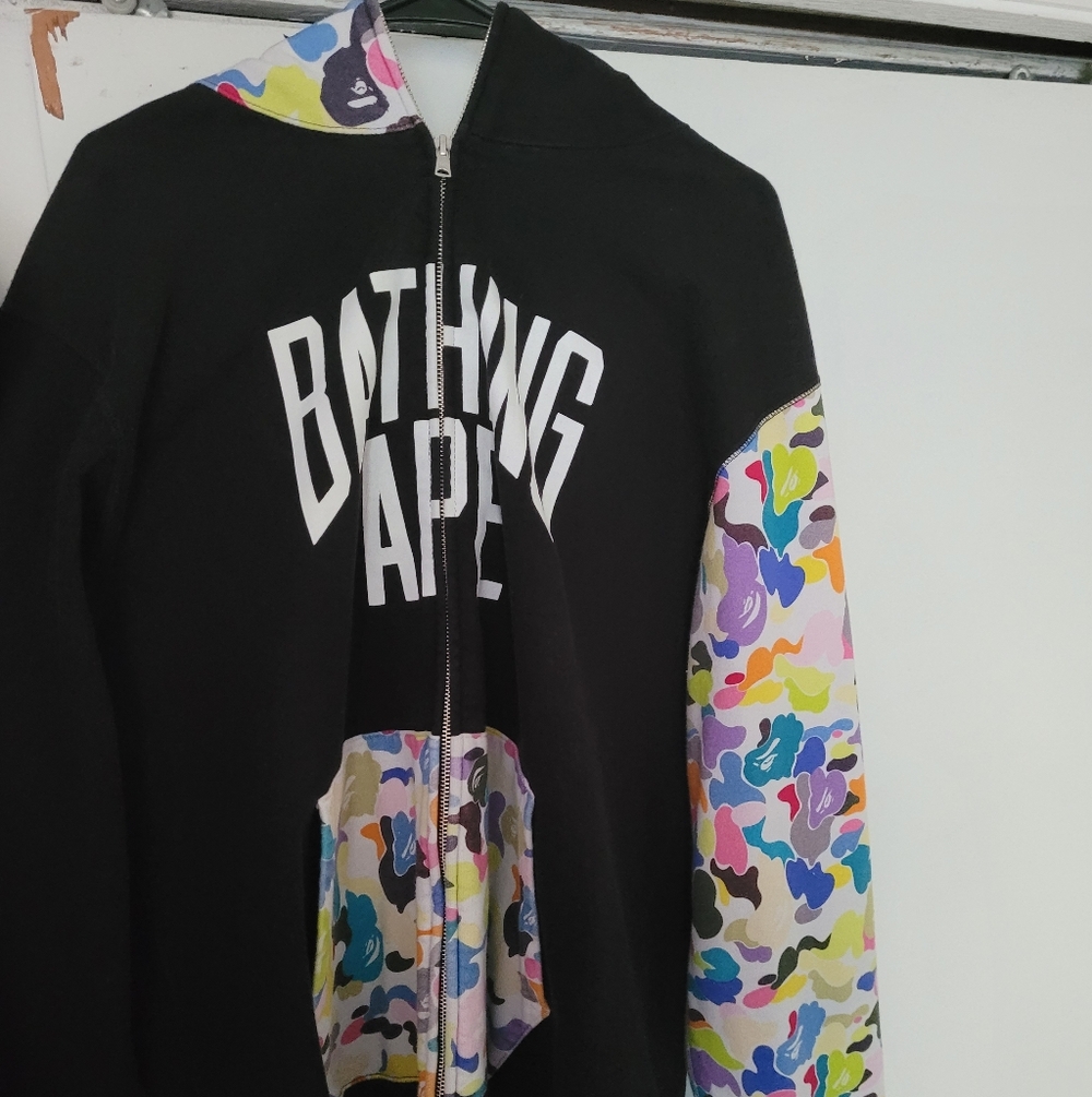 Bape Black NYC LOGOMulticolor Camo full Zip Hoodie
